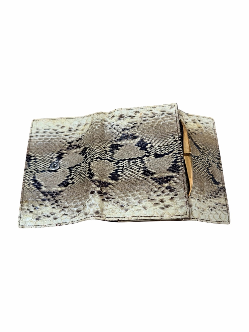 VINTAGE RARE T.M.H PYTHON & LEATHER HISTORIC WALLET. - Picture 7 of 9